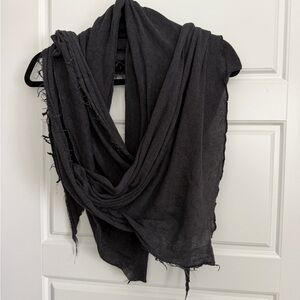 rag & bone Black Lightweight Frayed Cotton Scarf